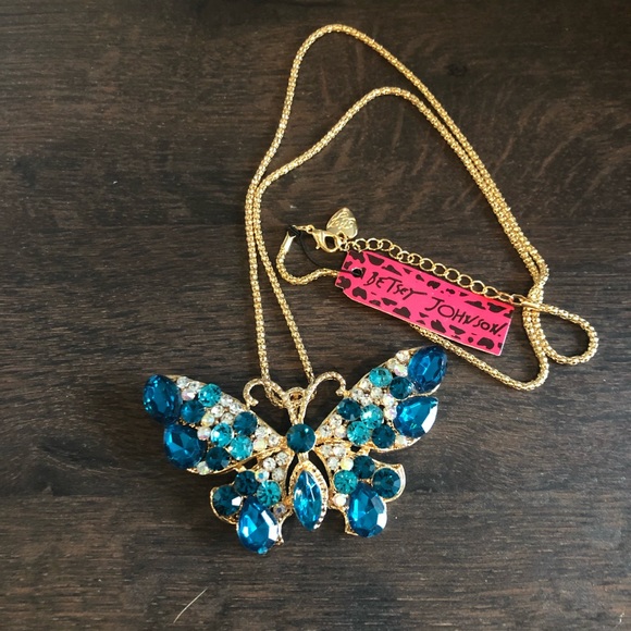 SALE Turquoise Rhinestone Betsy Johnson butterfly - Picture 2 of 4